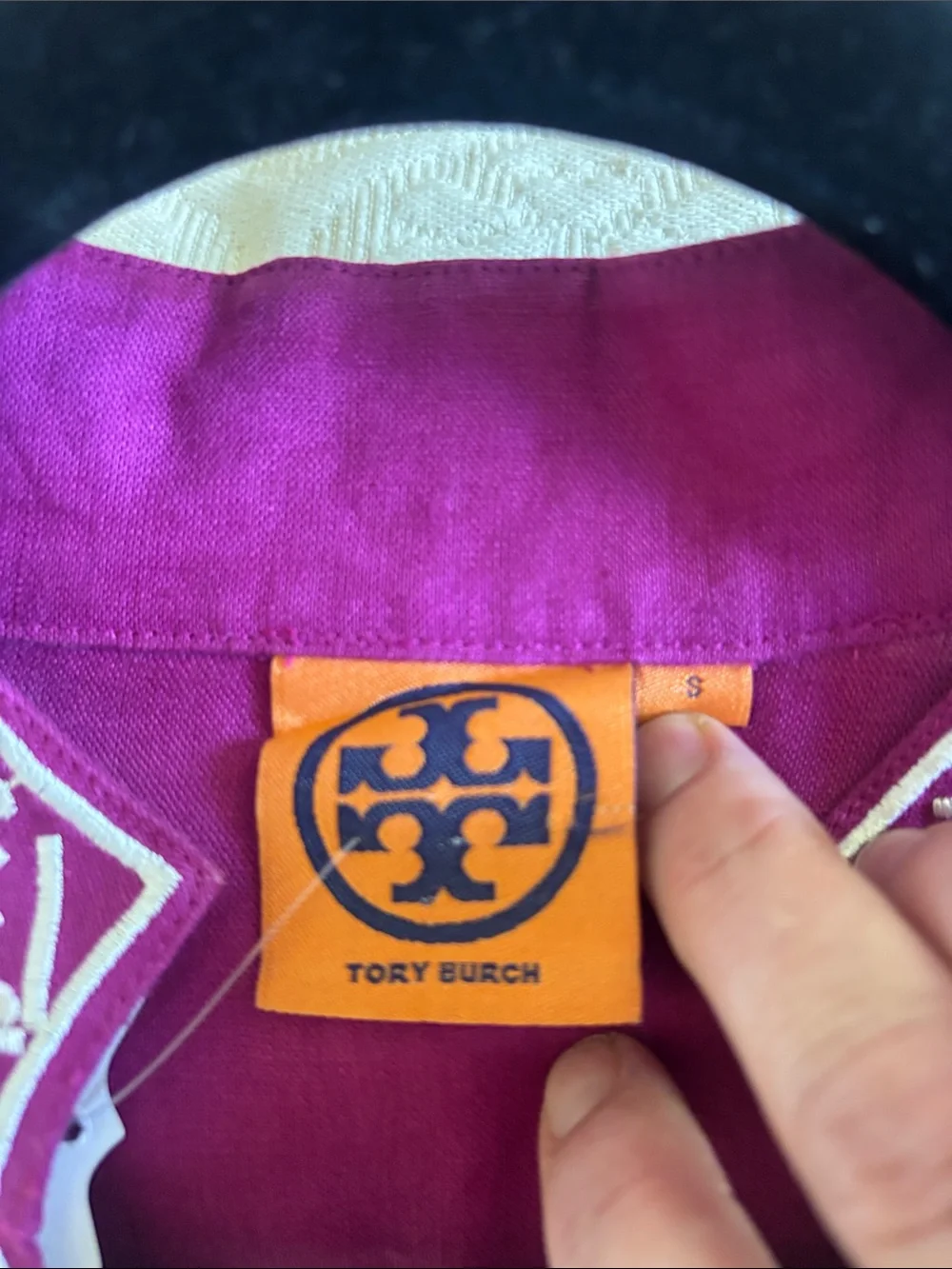 Tory Burch Magenta Embroidered Tunic Top